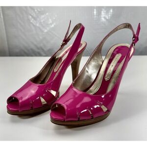 Bandolino Hot Pink Peep Toe Slingback Platform Heels Size 7.5